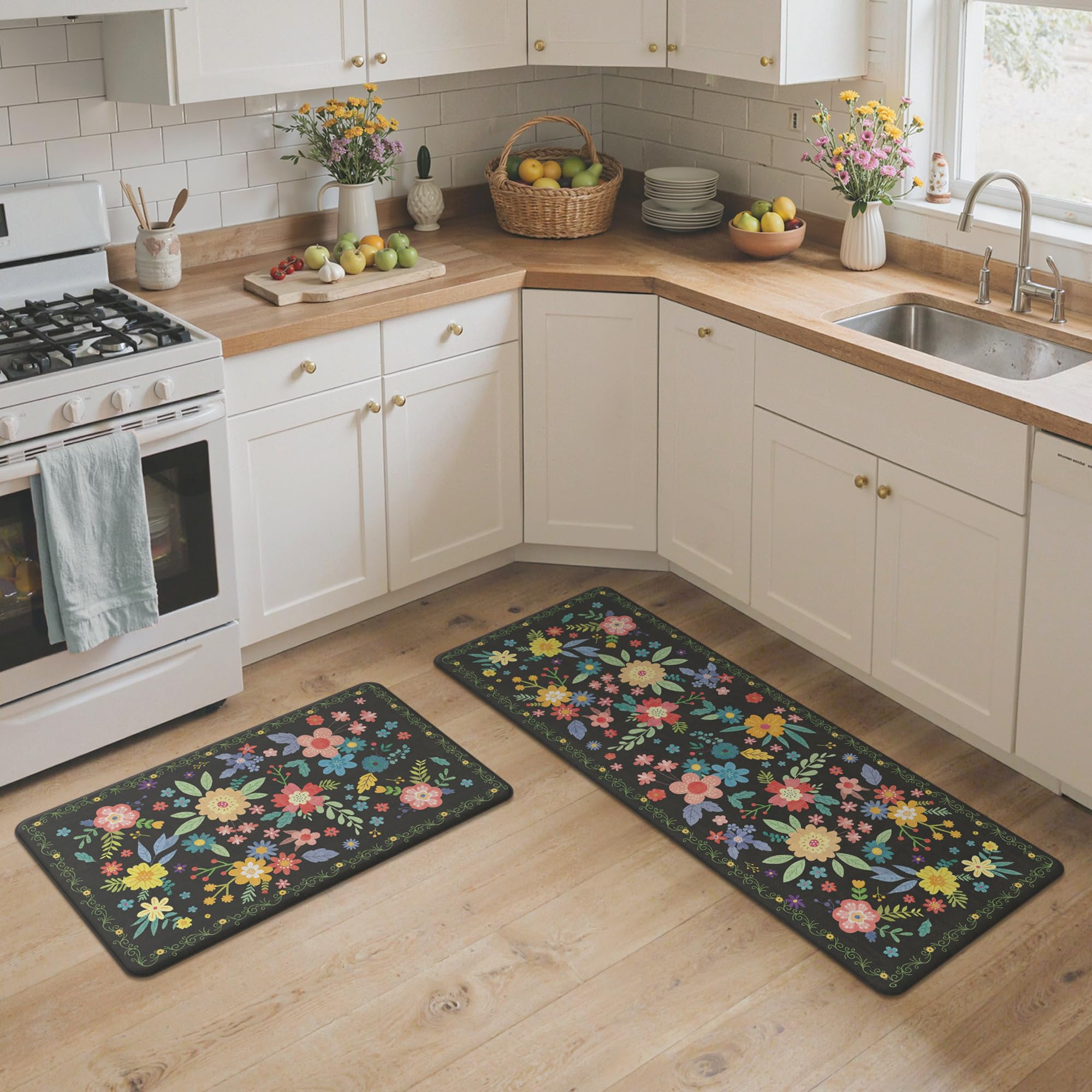 GENIMO kitchen runner mat fits narrow spaces for doorway or counter areas.