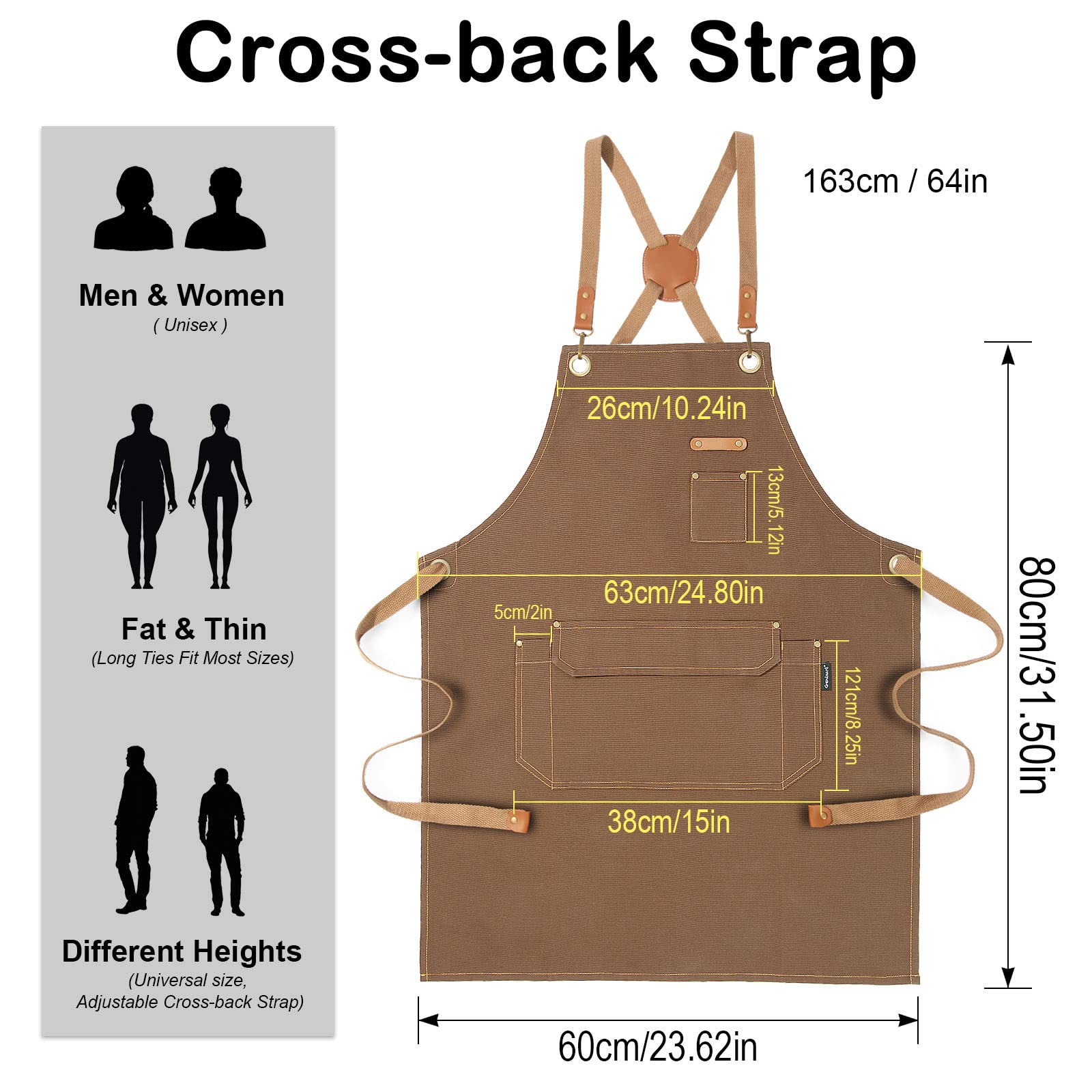 Genixart apron pocket layout showing four reinforced corners.