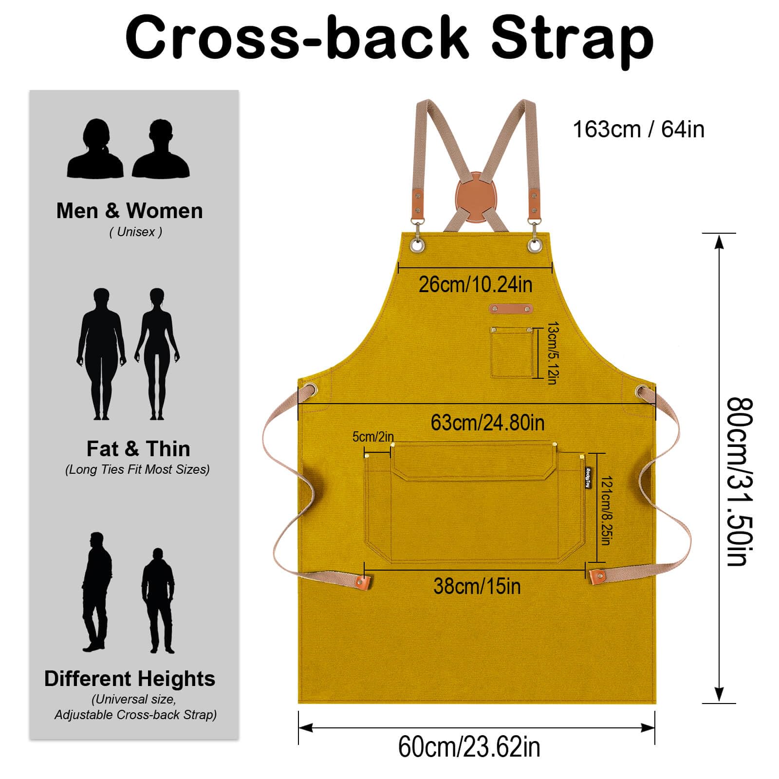 Genixart chef apron brass buckles, rust-resistant hardware adds stylish durability.