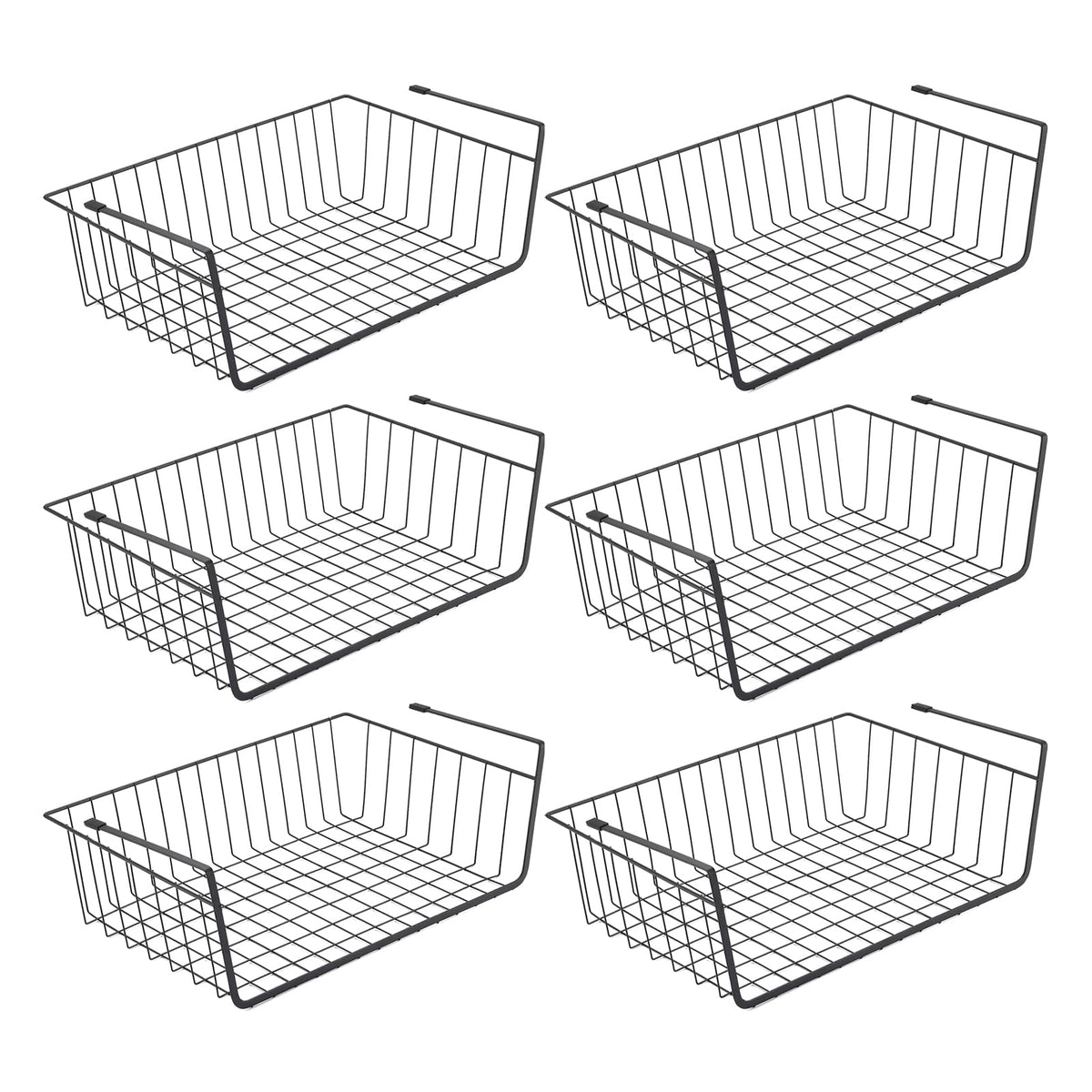 GENIYA under-shelf basket in black, easy assembly for organized cabinet storage.