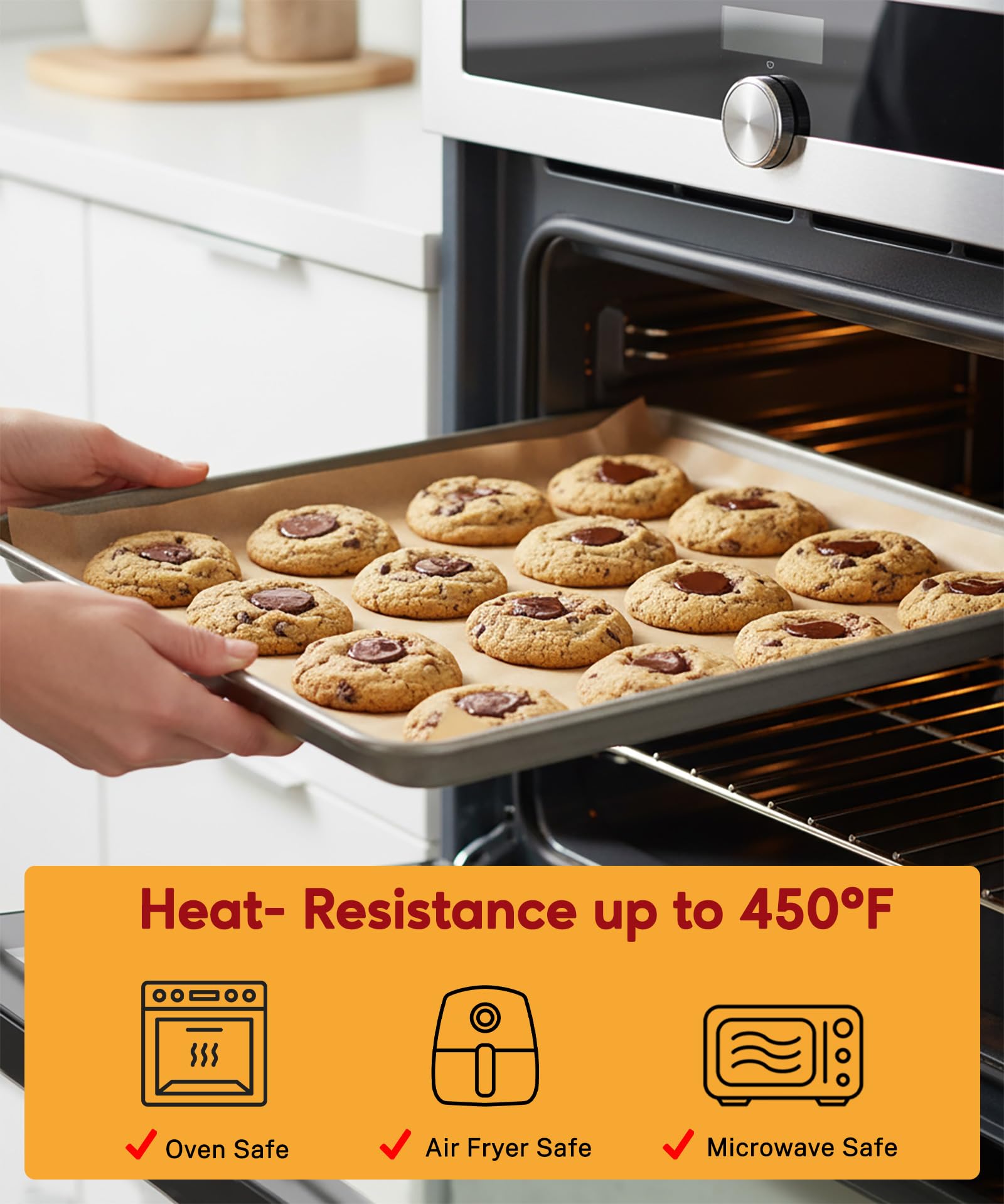 GENLGE heat-resistant parchment handles up to 450°F for high-heat recipes.