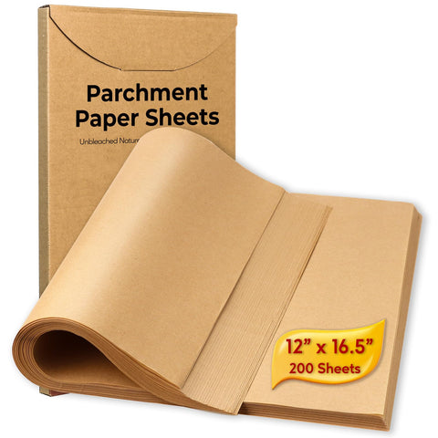 GENLGE parchment sheets 12x16.5 inches precut for easy, non-stick baking.