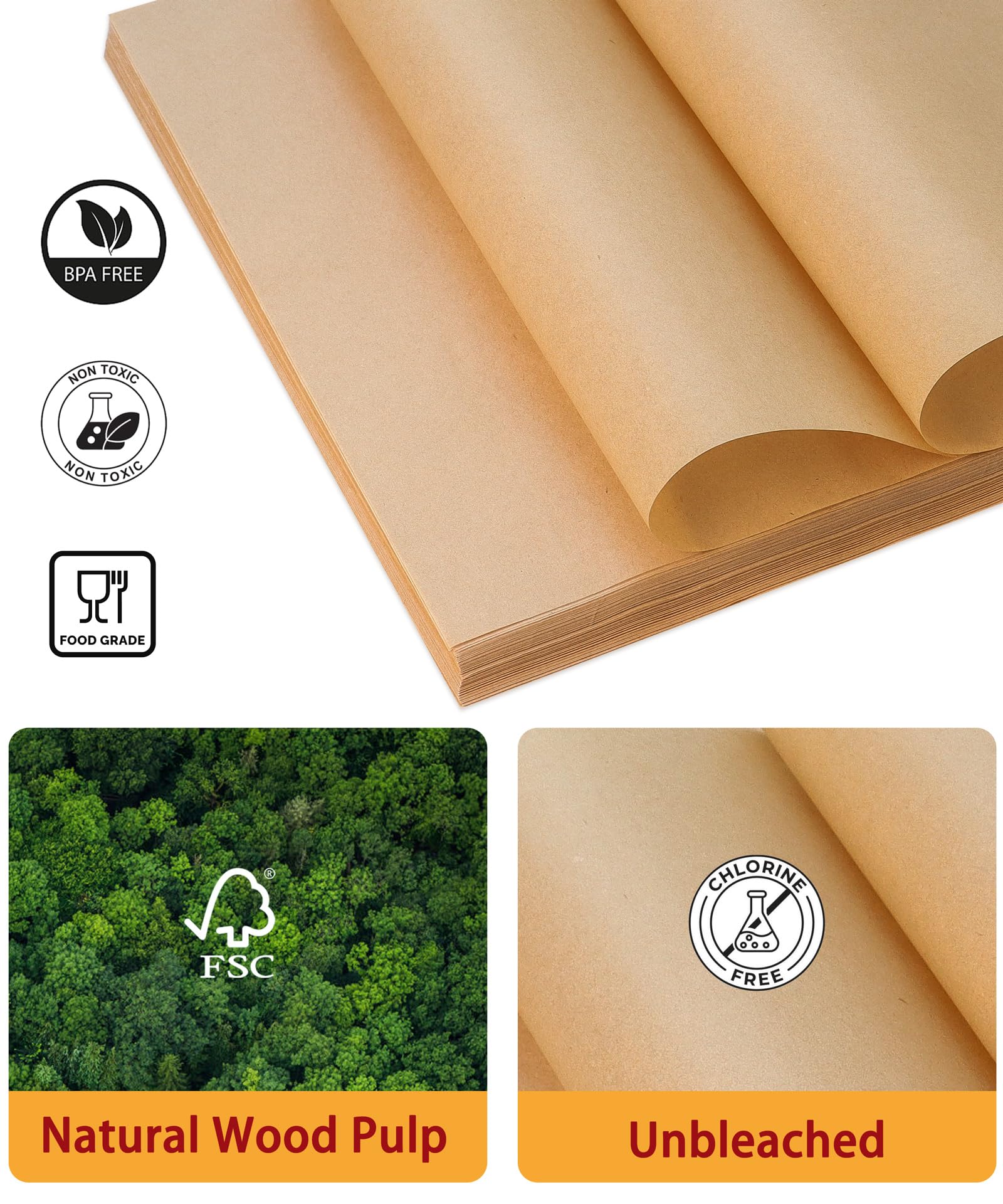 GENLGE unbleached parchment paper, safe for healthy cooking and simple cleanup.
