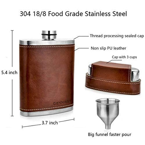 GENNISSY pocket-size flask fits jackets and packs for quick access.