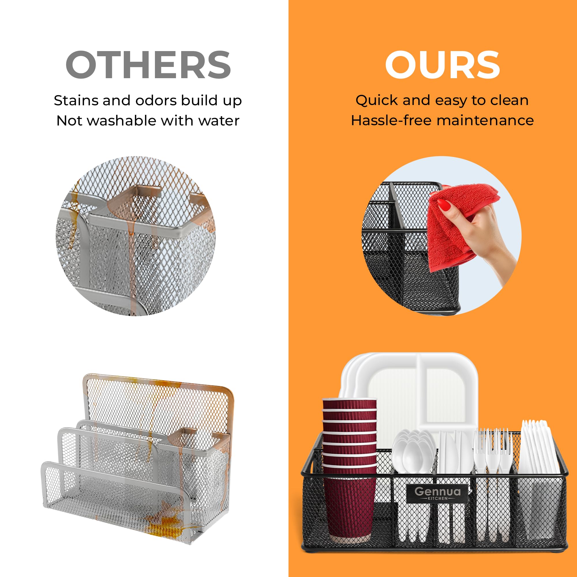 Gennua Kitchen cabinet and counter organization in black mesh