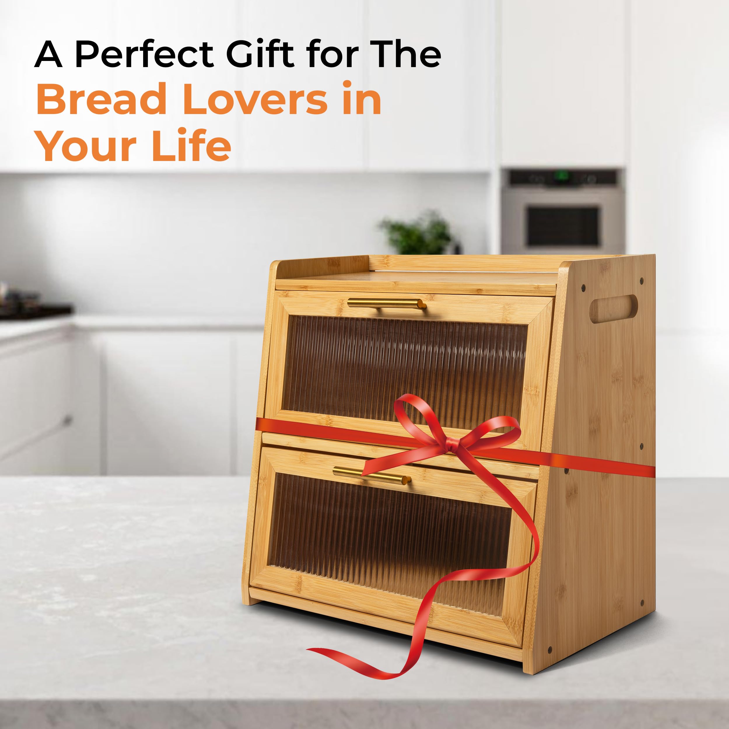 Gennua Kitchen versatile storage for bread, muffins, and rolls.