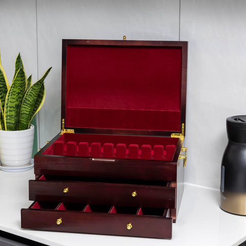 GENRICE silverware chest shown in cabinet for stylish storage