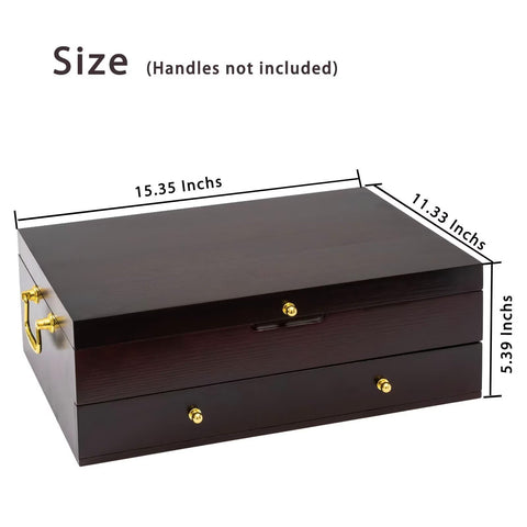 GENRICE natural wood chest adds elegant cabinet organization and warmth.