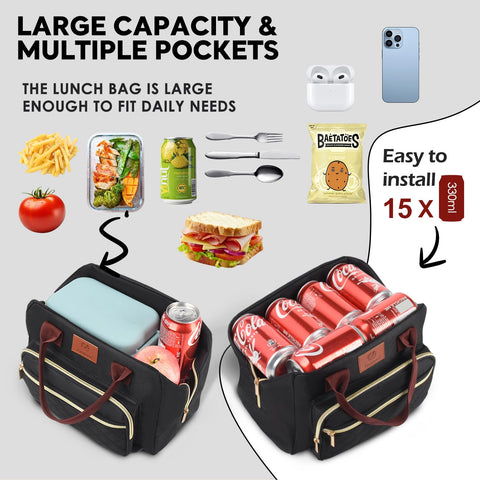 Genteen insulated lunch box measures 11.2x6.29x7.9 inches for ample capacity.