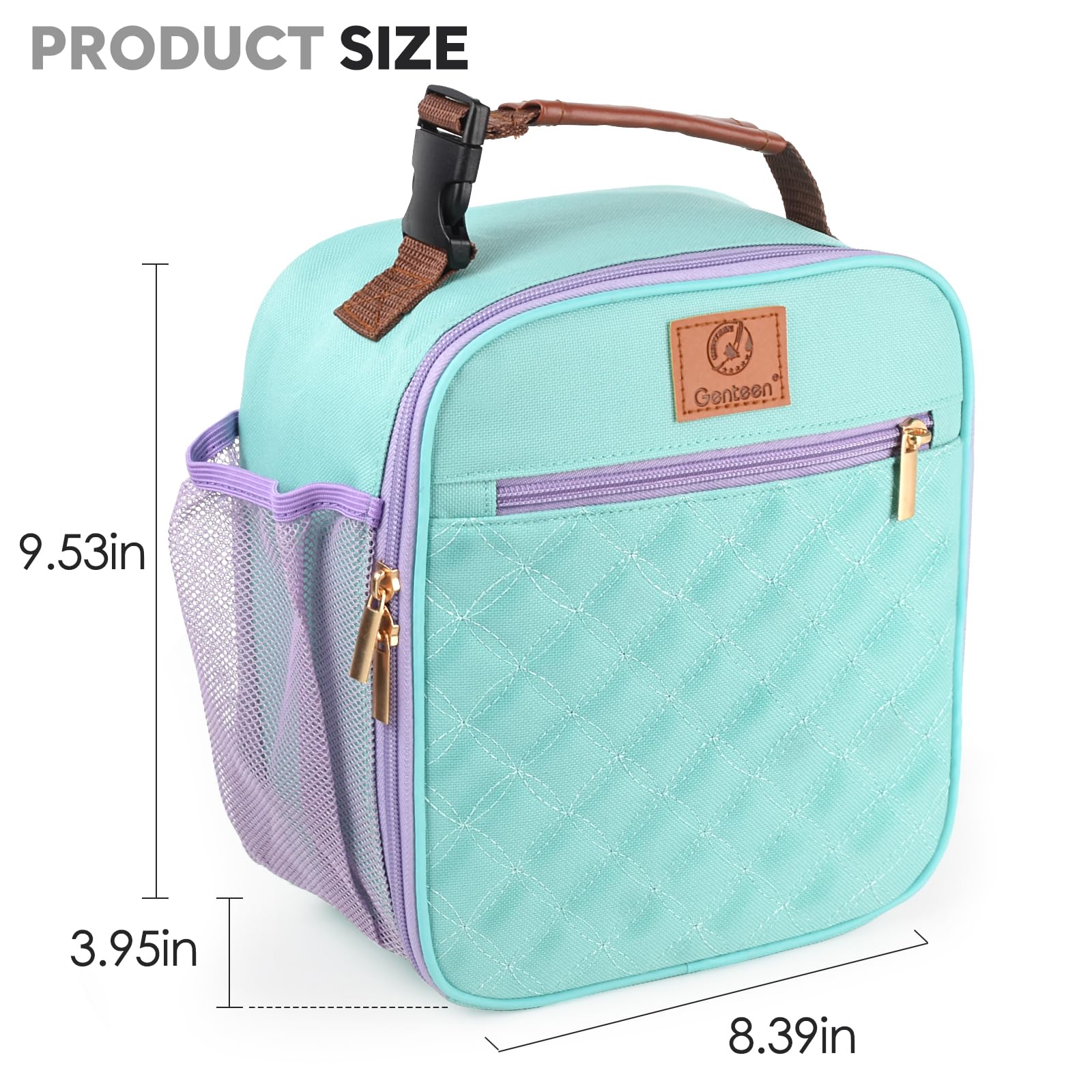 Genteen lunch bag dual zippers offer smooth opening and closing.