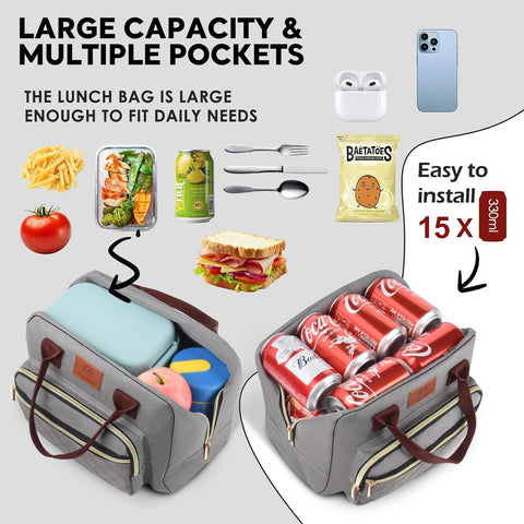 Genteen lunch bag features a padded handle for comfortable carrying.