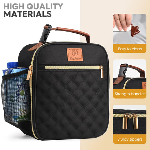 Genteen lunch box uses sturdy dual zippers for smooth opening and closing.