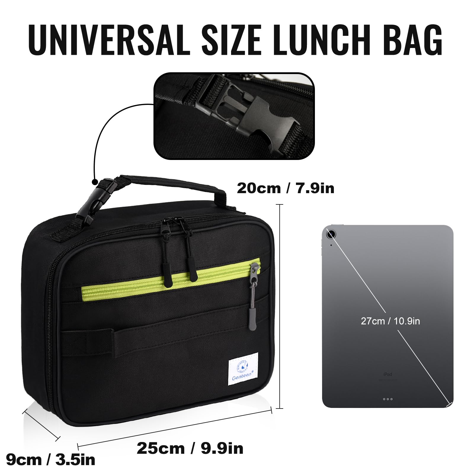 Genteen lunch box detachable handle for easy attachment.