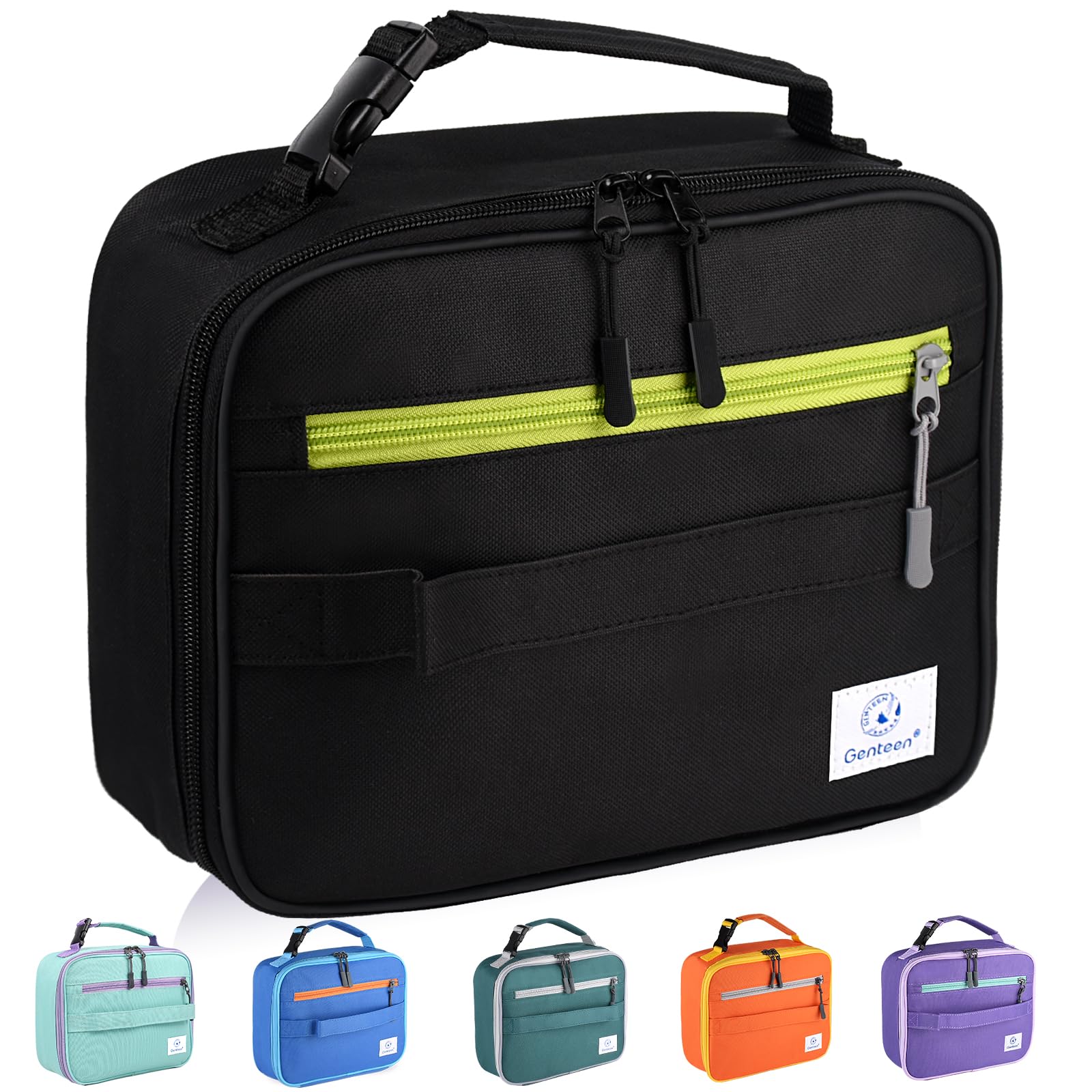 Genteen kids lunch box insulated front pocket for small items.