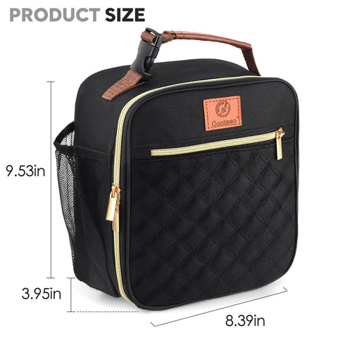 Genteen lunch box with removable handle for easy backpack or tote attachment.