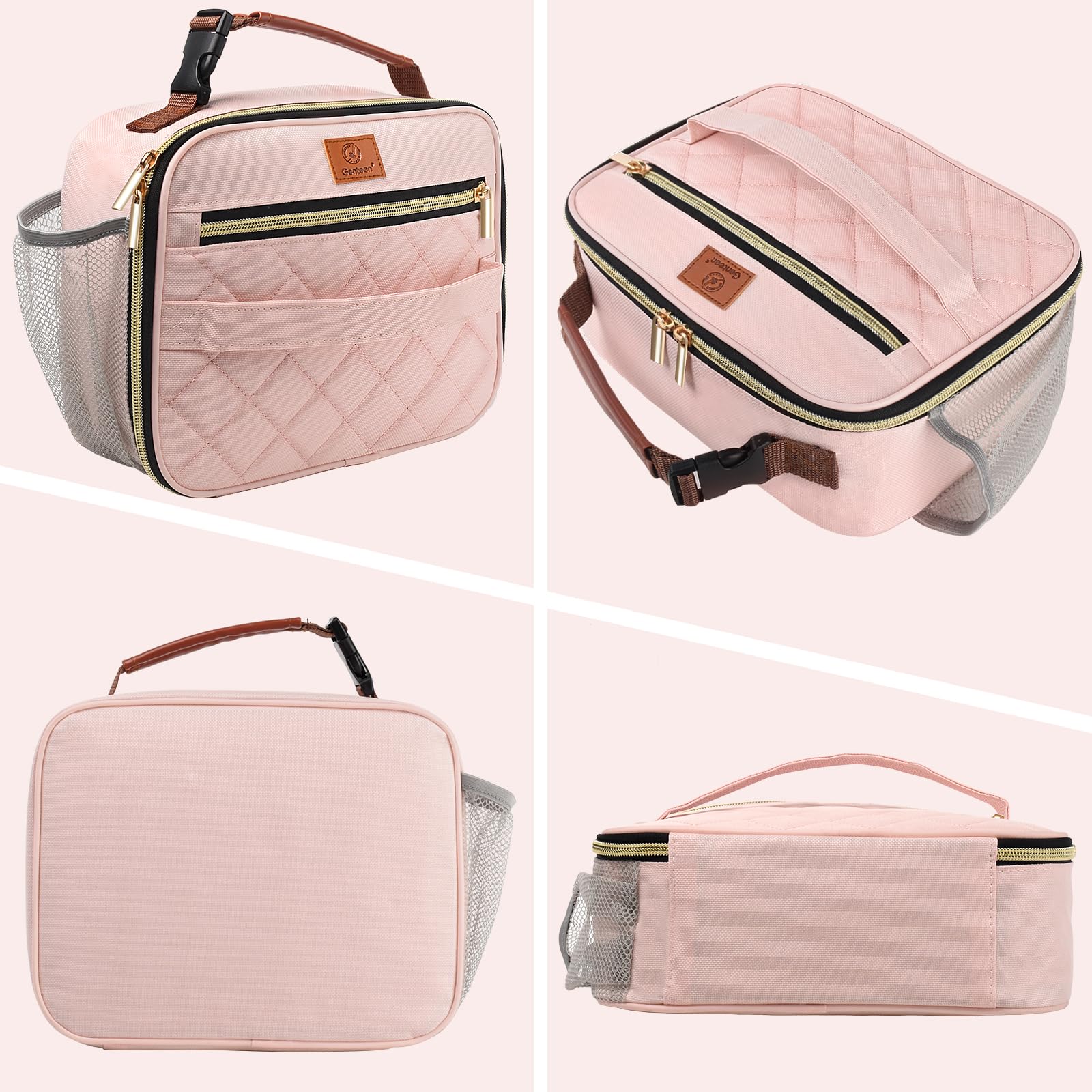Genteen pink lunch box durable seams support daily use