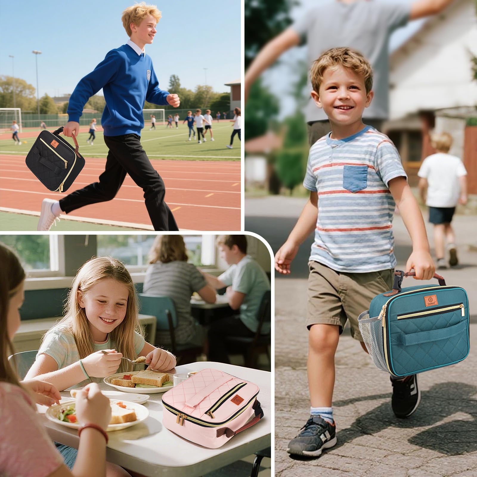 Genteen pink lunch box side pocket for extra snack storage