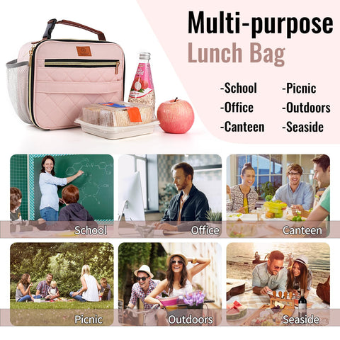 Genteen pink lunch box portable design fits school or work days