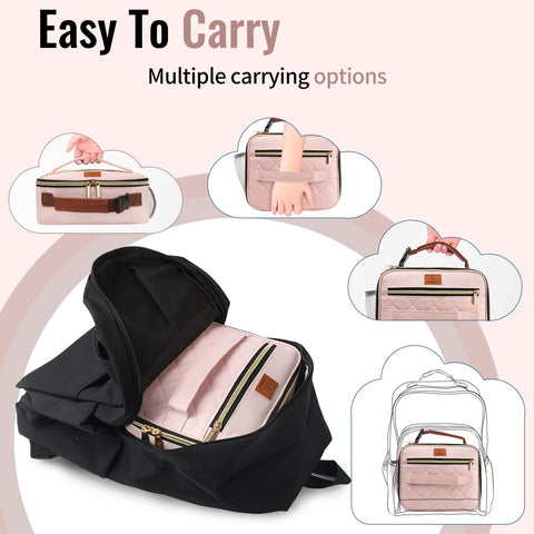 Genteen pink lunch box waterproof fabric resists spills during travel
