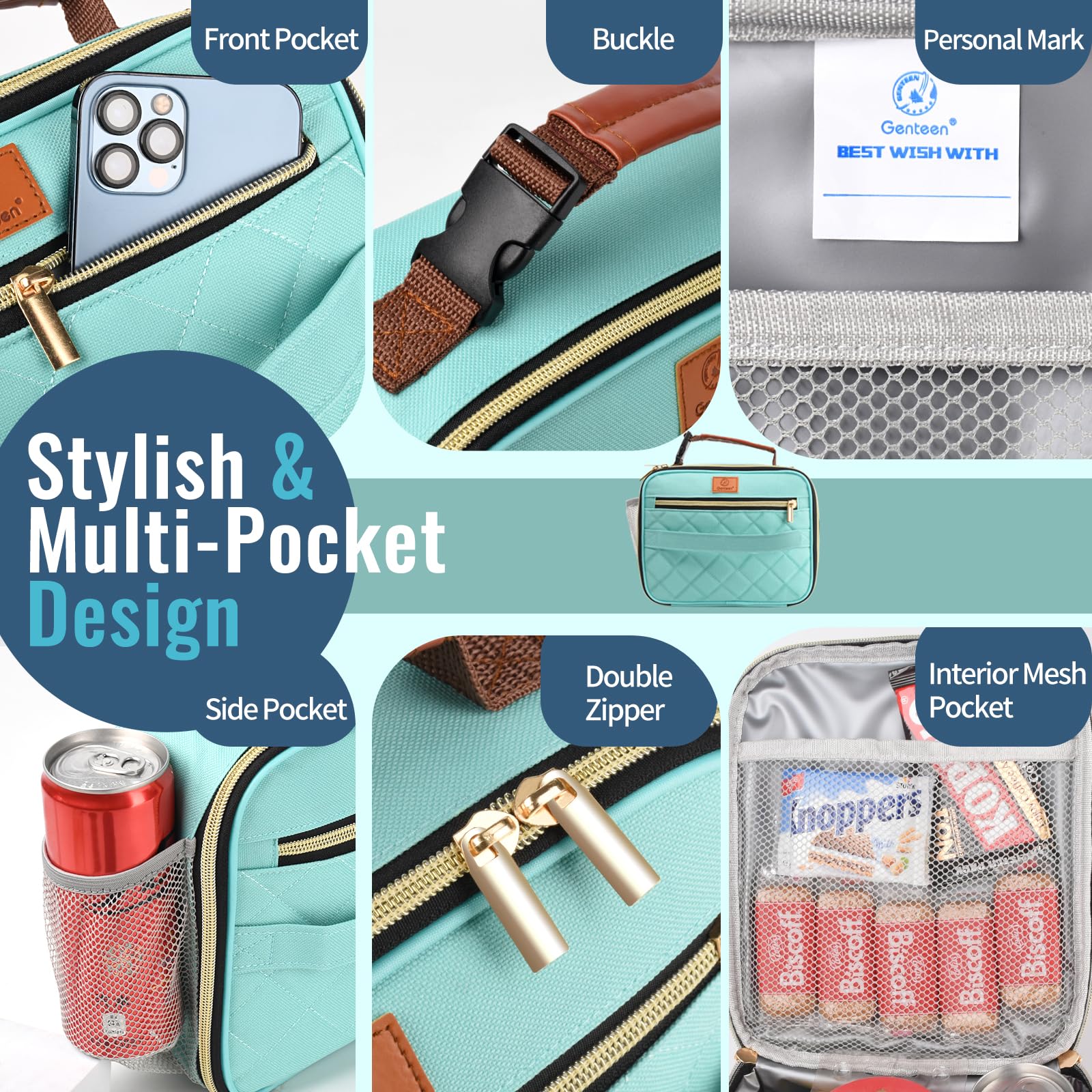Multi pocket layout keeps snacks, utensils, and documents organized.