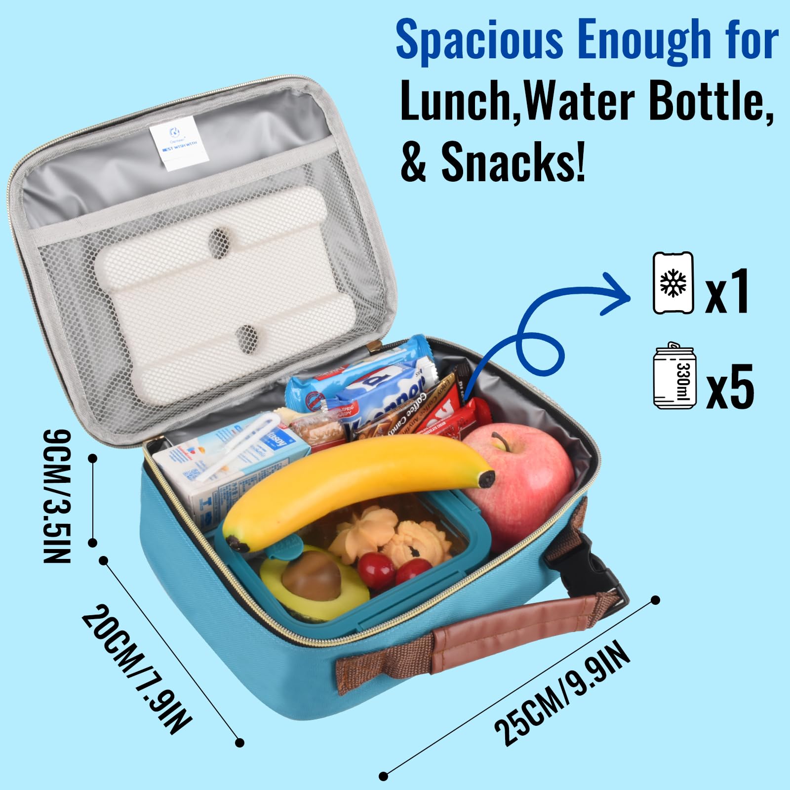 Genteen lunch box insulated interior keeps meals fresh.