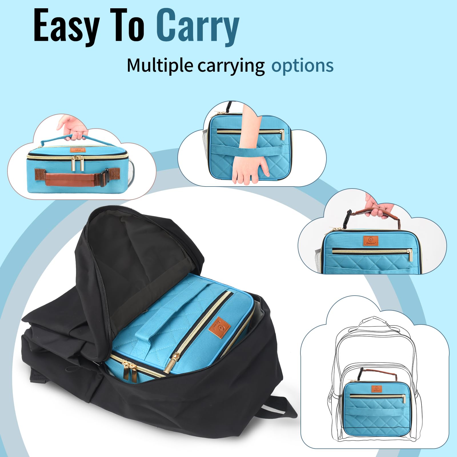 Genteen lunch box uses waterproof 600D fabric for durability.
