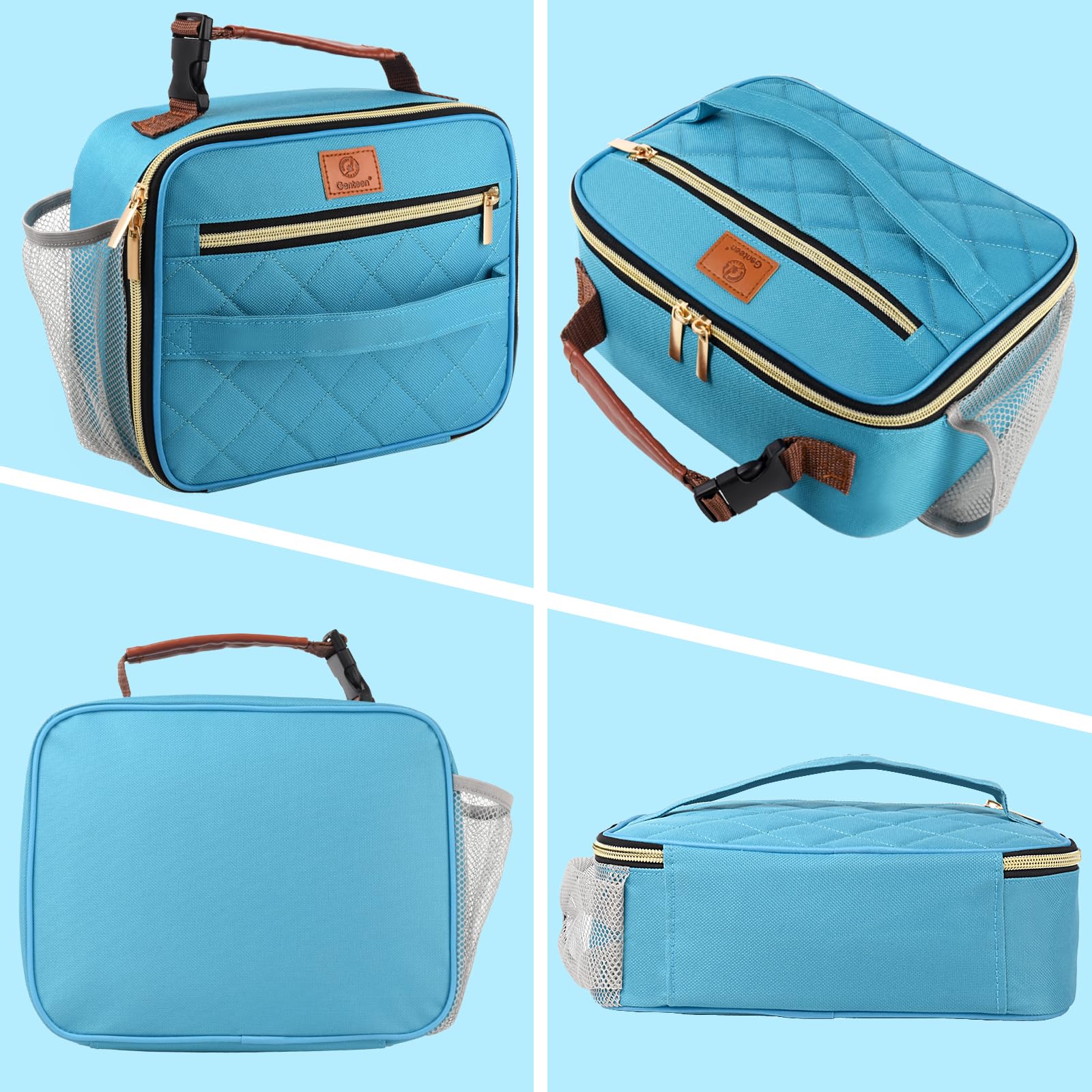 Genteen lunch box suited for work, school and travel teal.