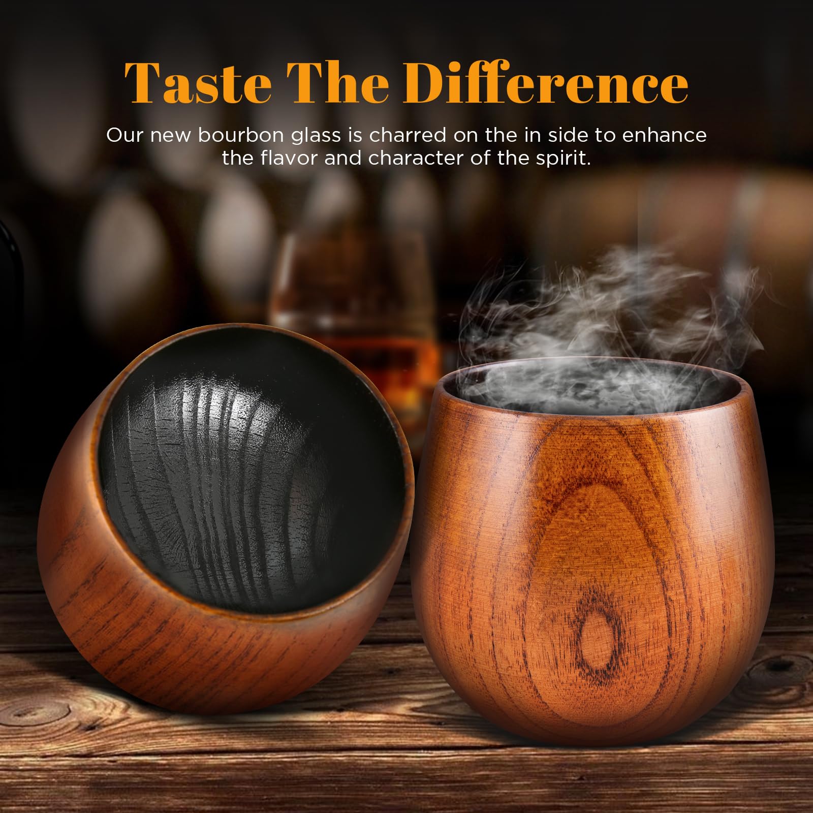 GENUINED smoked whiskey glass with a weighted base for stability.