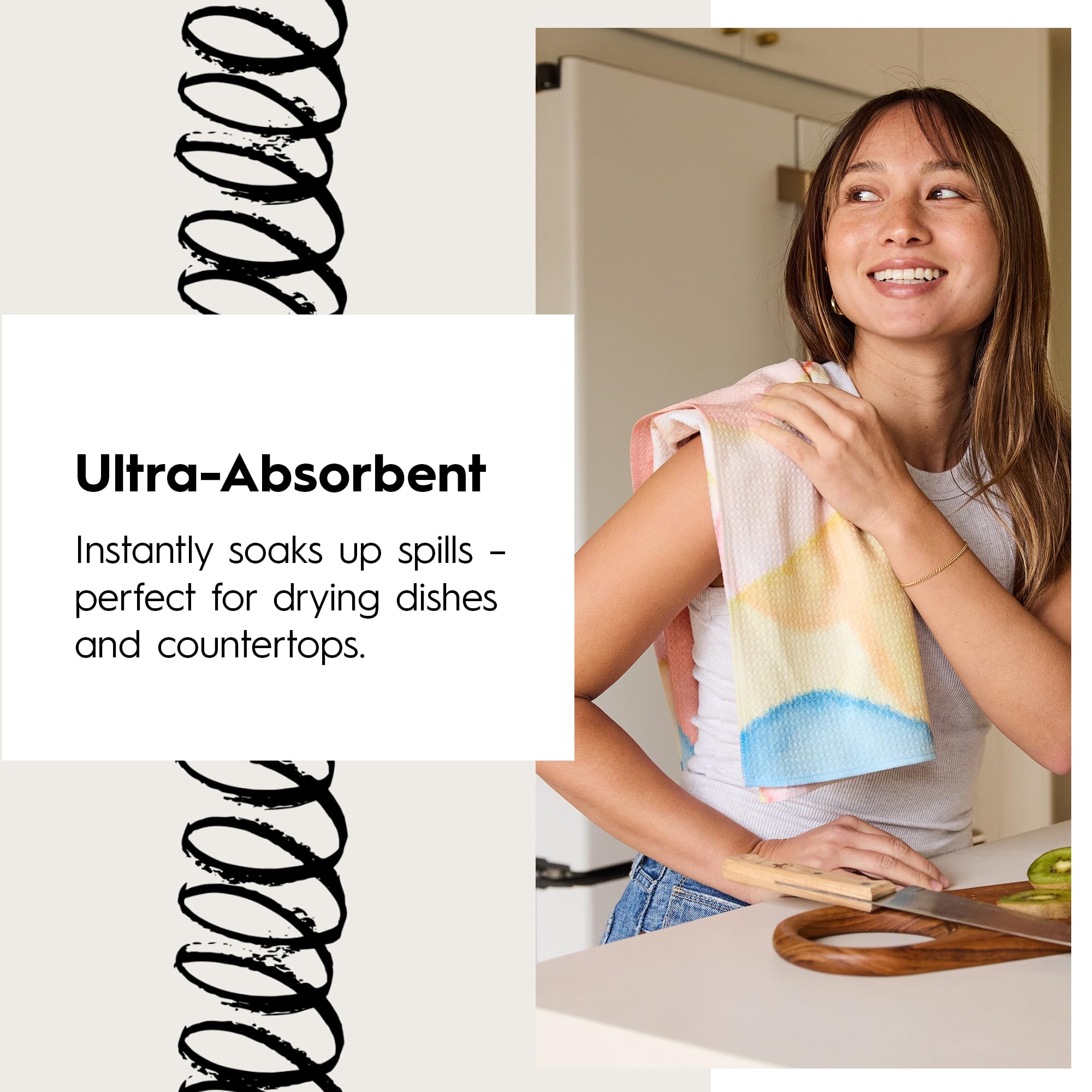 GEOMETRY microfiber towel absorbs nearly seven times its weight for easy cleanup
