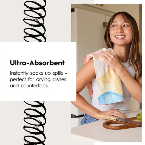 GEOMETRY microfiber towel absorbs nearly seven times its weight for easy cleanup