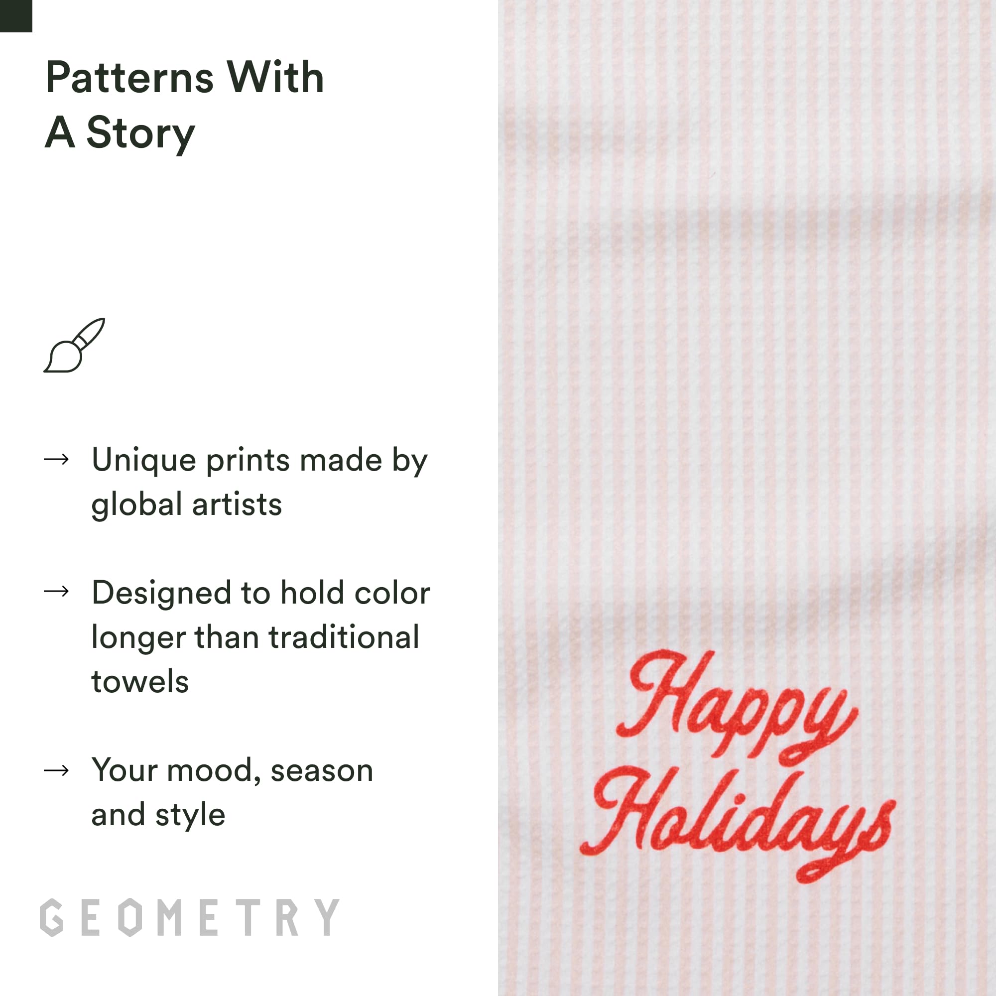 GEOMETRY Christmas Kitchen Towels wipe countertops smoothly for spotless surfaces.