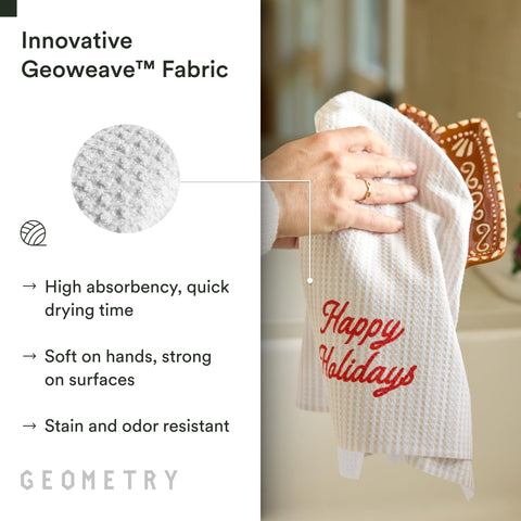 GEOMETRY Christmas Kitchen Towels drying dishes quickly with minimal effort.