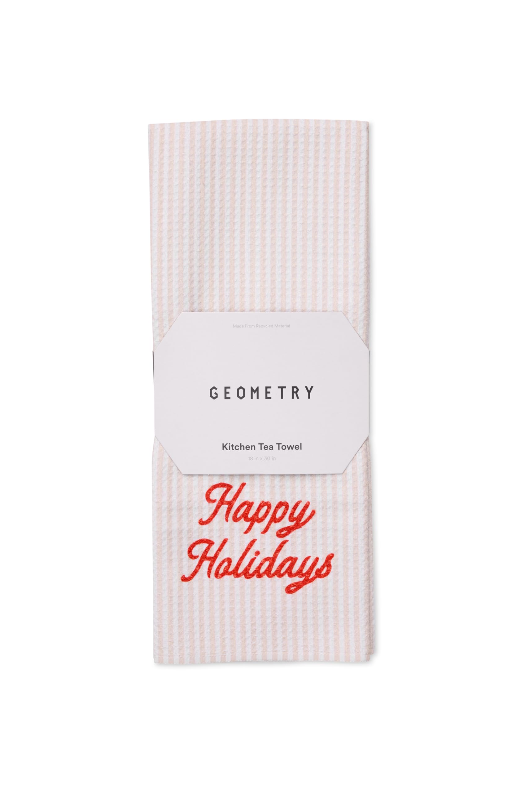 GEOMETRY Christmas Kitchen Towels weave closeup highlights soft, quick-dry performance for spills.