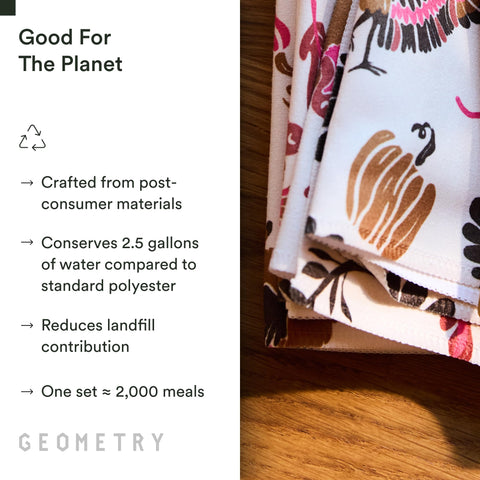 GEOMETRY napkins close-up reveals soft touch for comfortable meals.