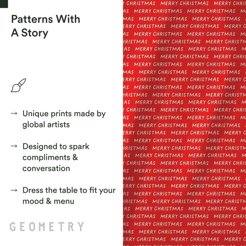 GEOMETRY post-consumer materials highlight sustainable holiday linens.
