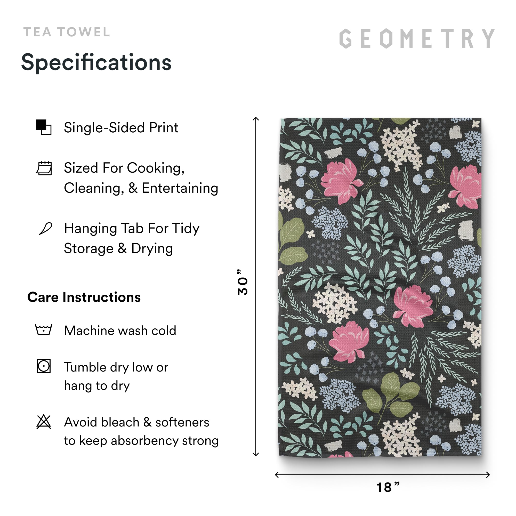 GEOMETRY scratch-free drying towels protect delicate surfaces.