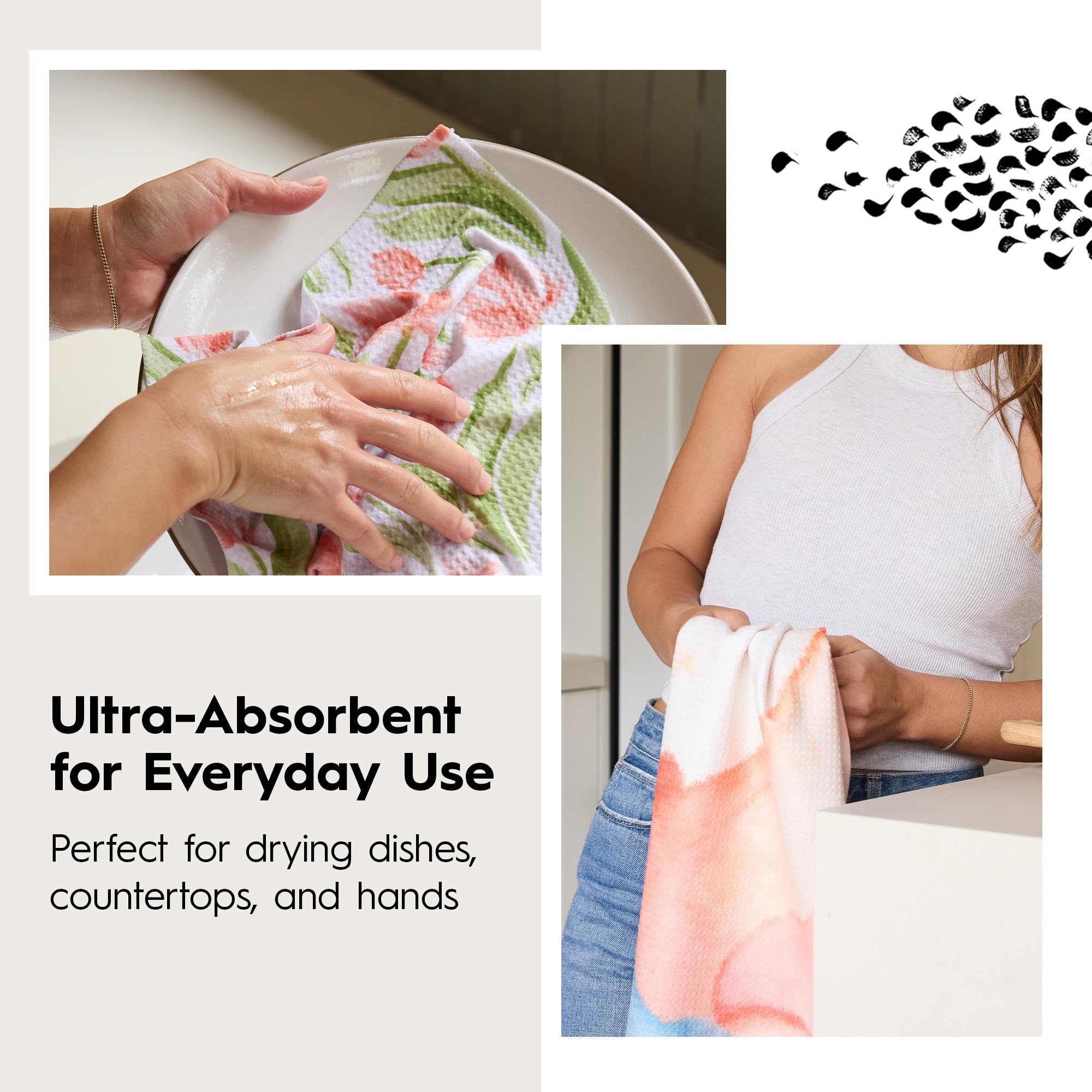 GEOMETRY Spring Kitchen Towel fabric closeup shows tightly woven fibers with strong absorption.