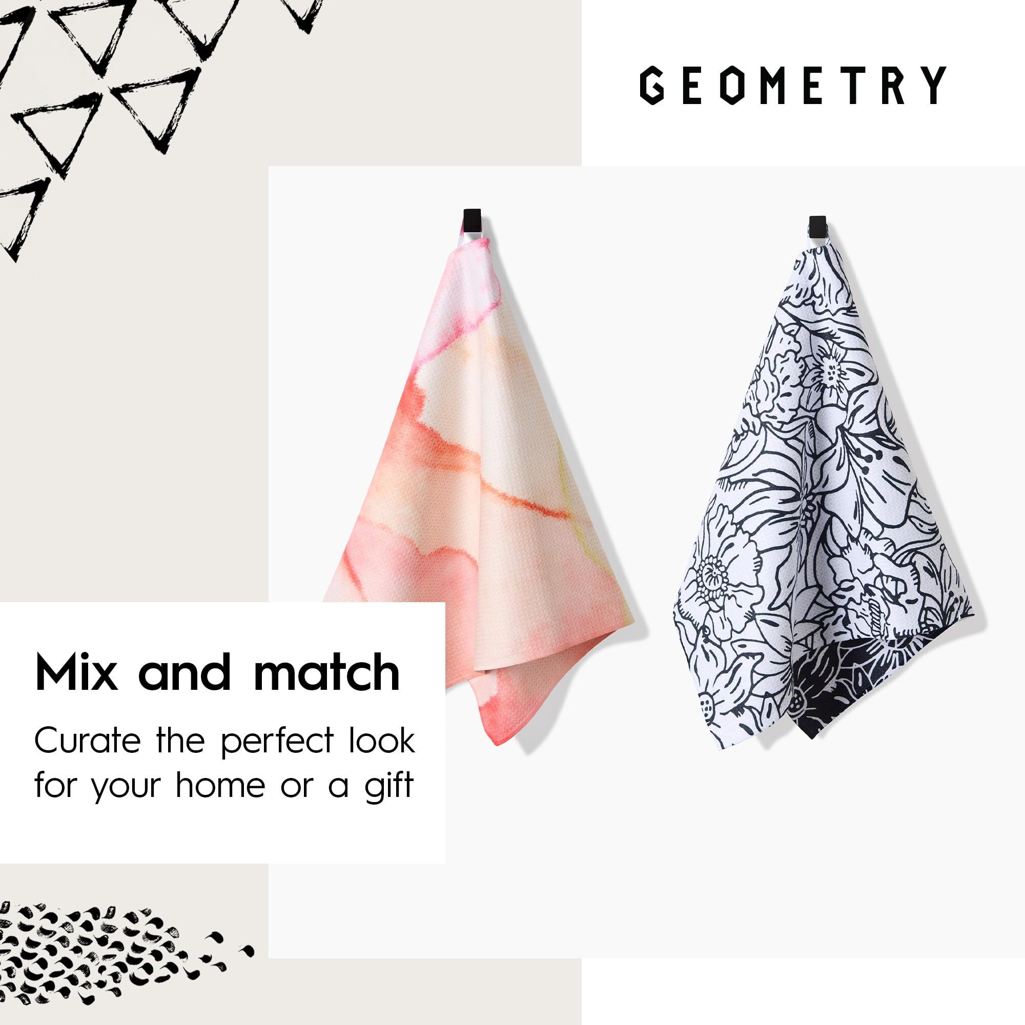 GEOMETRY 18x30 Spring Kitchen Towel provides ample coverage for large drying tasks.