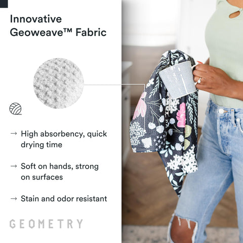 GEOMETRY two-pack towels provide convenient, reusable kitchen essentials.