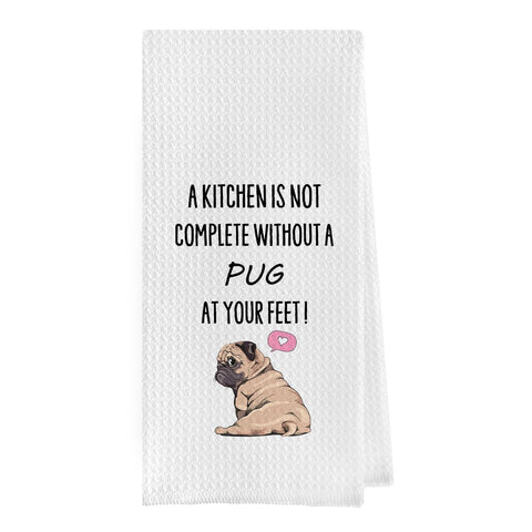 Geqtt Funny Pug Dish Towels decorative waffle weave brighten the kitchen.