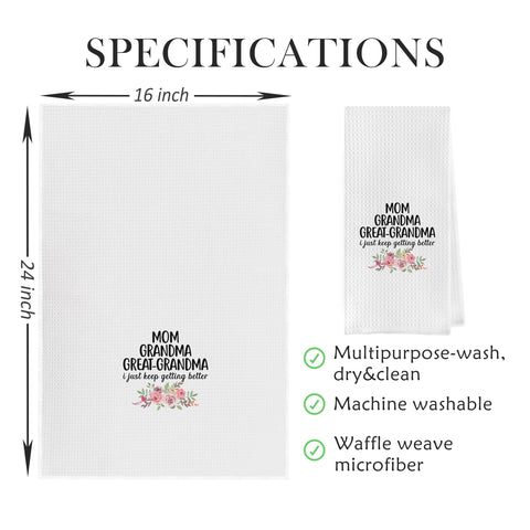 Geqtt Great Grandma Dish Towels absorbent waffle weave ideal for dishes and spills