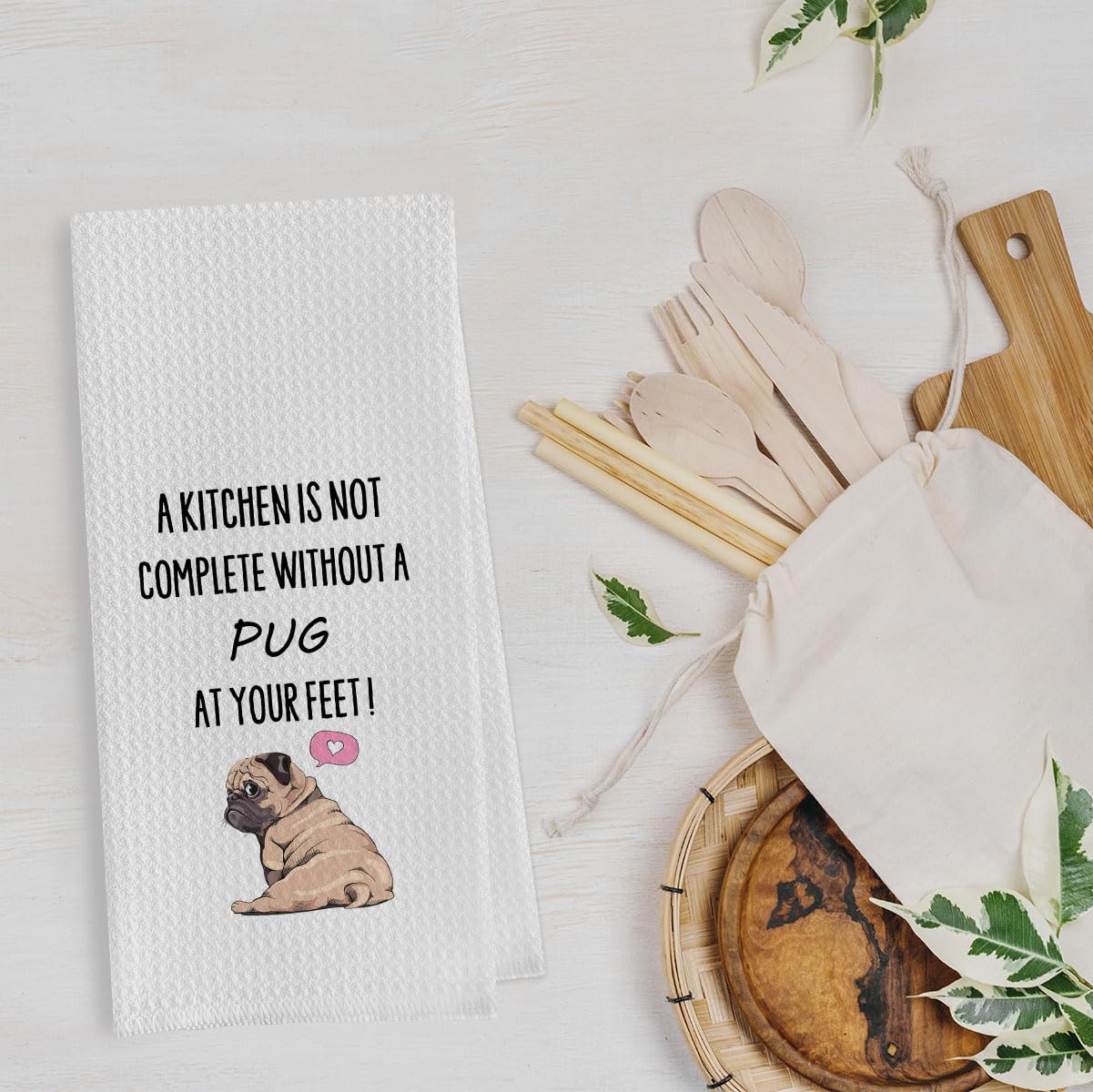 Geqtt Pug towel showcased in gift-ready packaging for pug lovers.