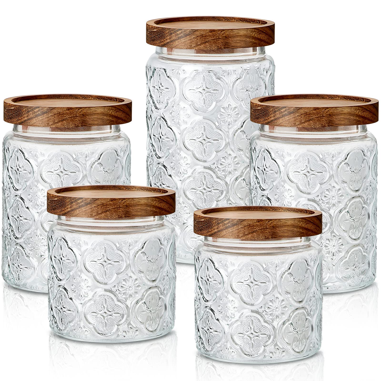 Gerrii Begonia pattern 17 oz jar front view keeps pantry staples fresh and accessible