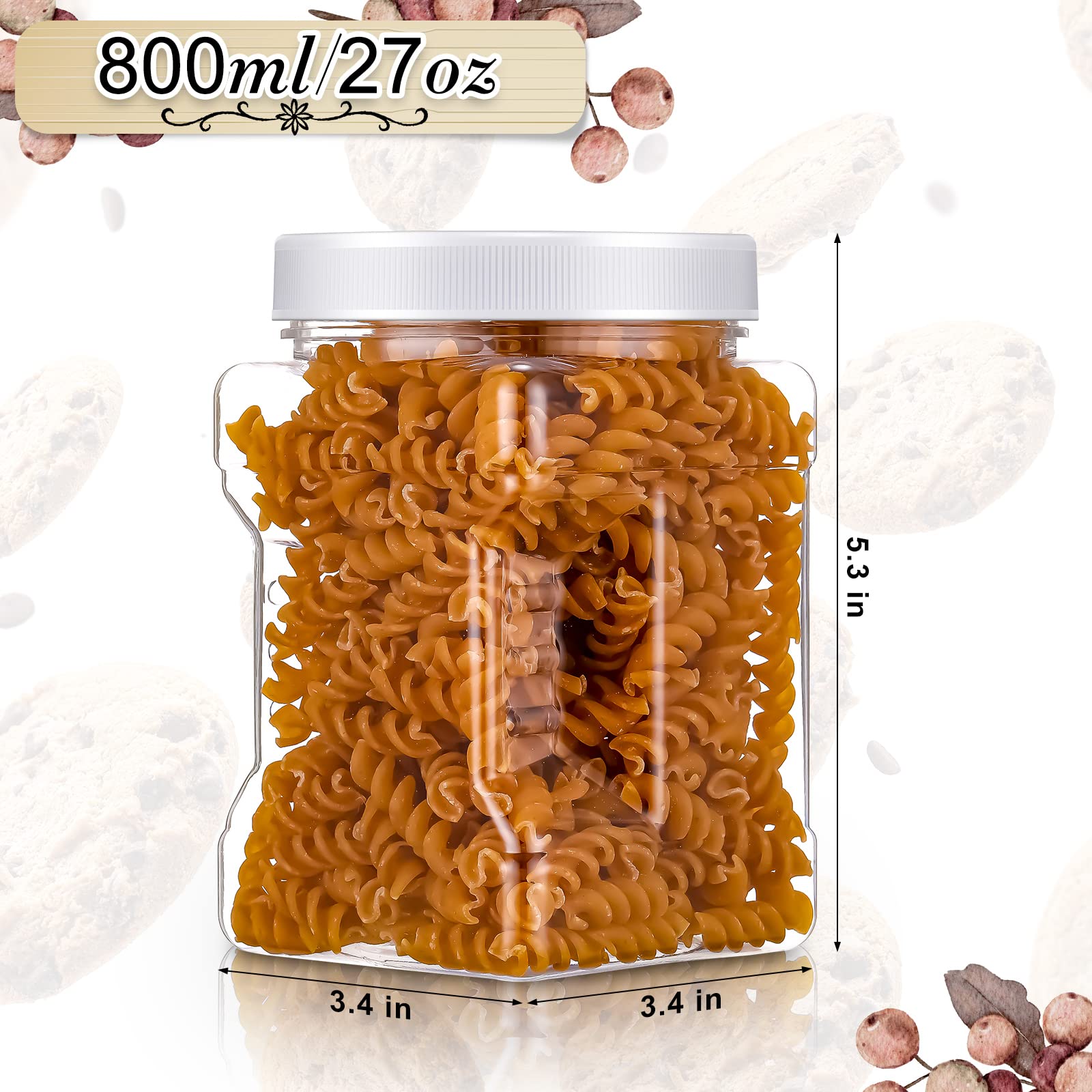 Gerrii square plastic containers with clear walls for pantry organization
