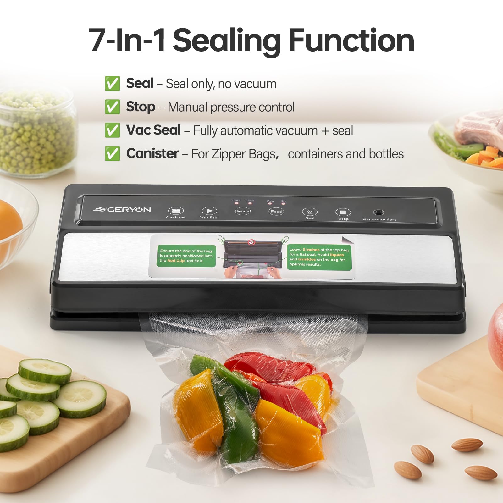 GERYON sous vide-ready sealing supports precise results.