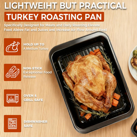 GESTONE roasting pan rack raised design showing elevated position for air circulation.