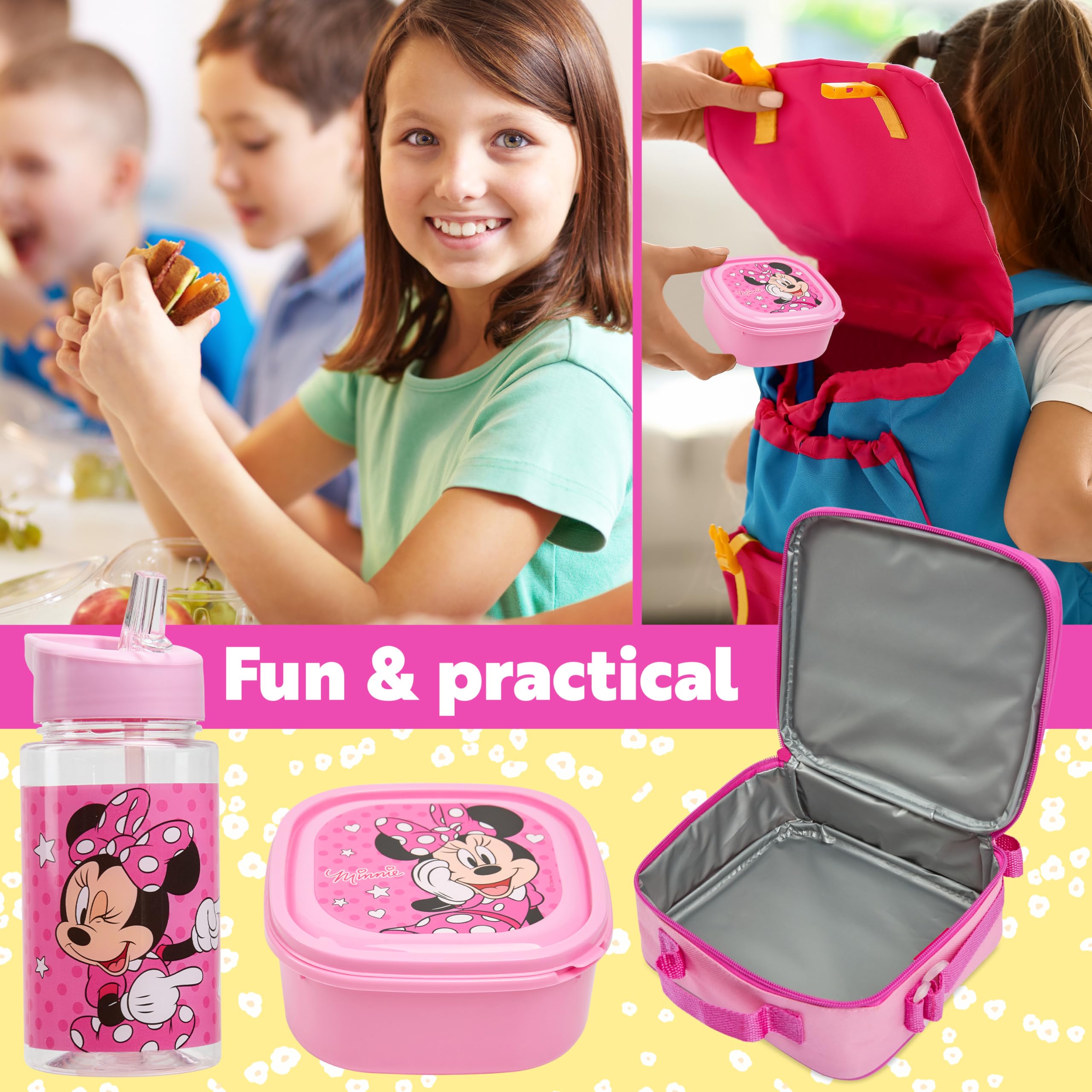 Get Trend Minnie Mouse water bottle 24oz with leak-proof lid for mess-free hydration.