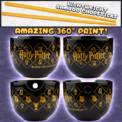 Get Trend Harry Potter ramen bowl 3pc set: bamboo chopsticks for an authentic experience.