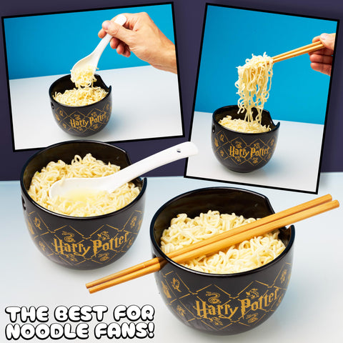 Get Trend Harry Potter ramen bowl 3pc set: microwave-safe bowl for quick reheats.