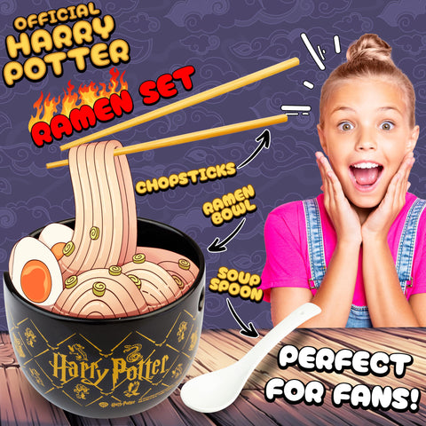 Get Trend Harry Potter ramen bowl 3pc set: spoon included for easy serving.